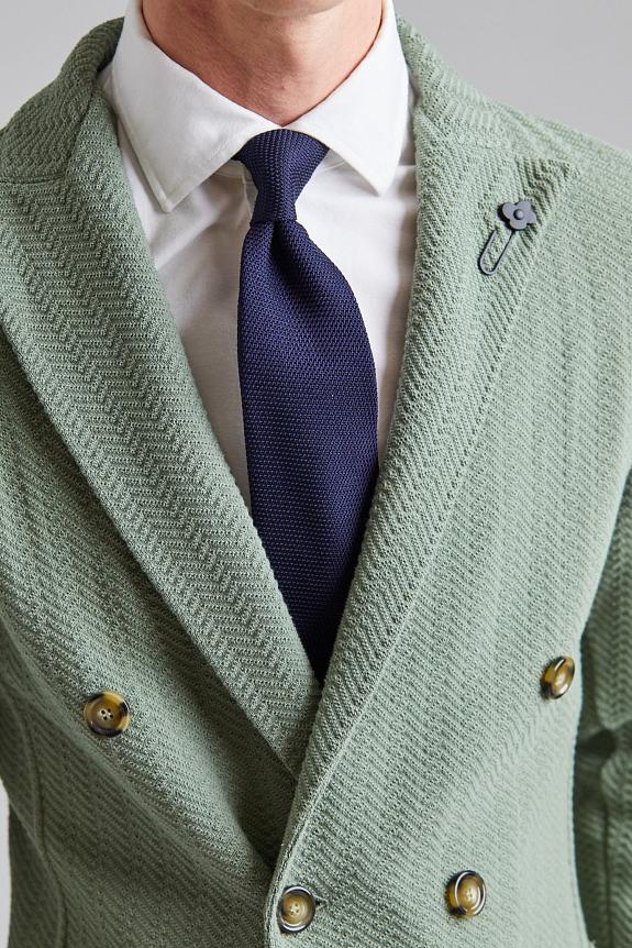 LARDINI Herringbone DB Knit Jacket Green-5